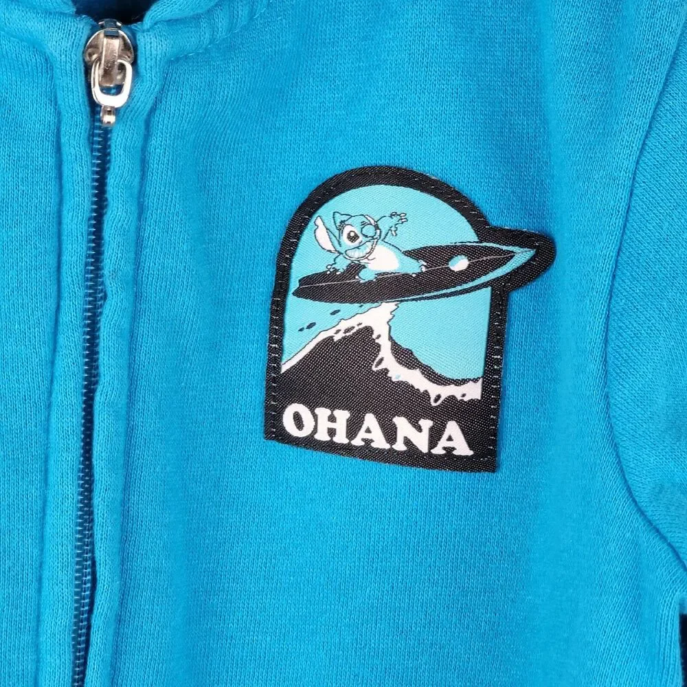 Lilo Stitch Toddler Jacket 5T Ohana Patch Hood Print Pockets Disney Mad Engine